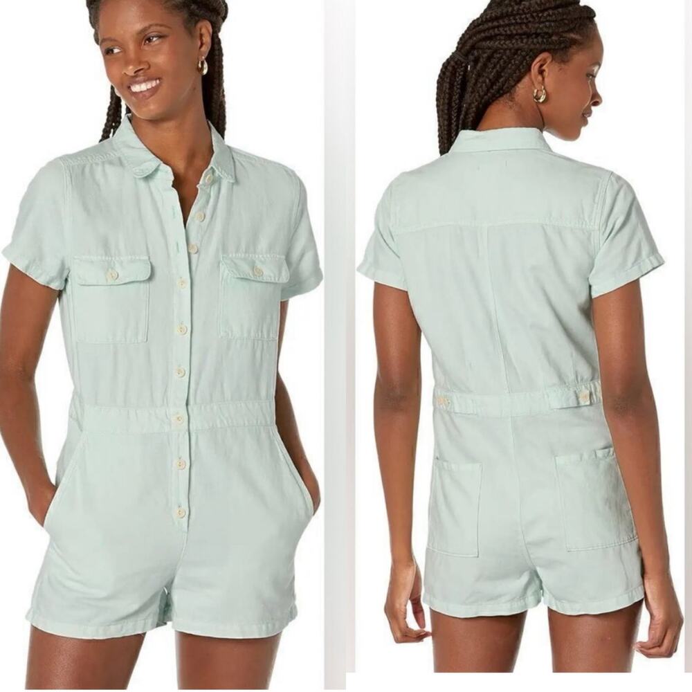 OUTERKNOWN Linen Blend S.E.A Suit Button Down Shortall - Blue Grass - XL